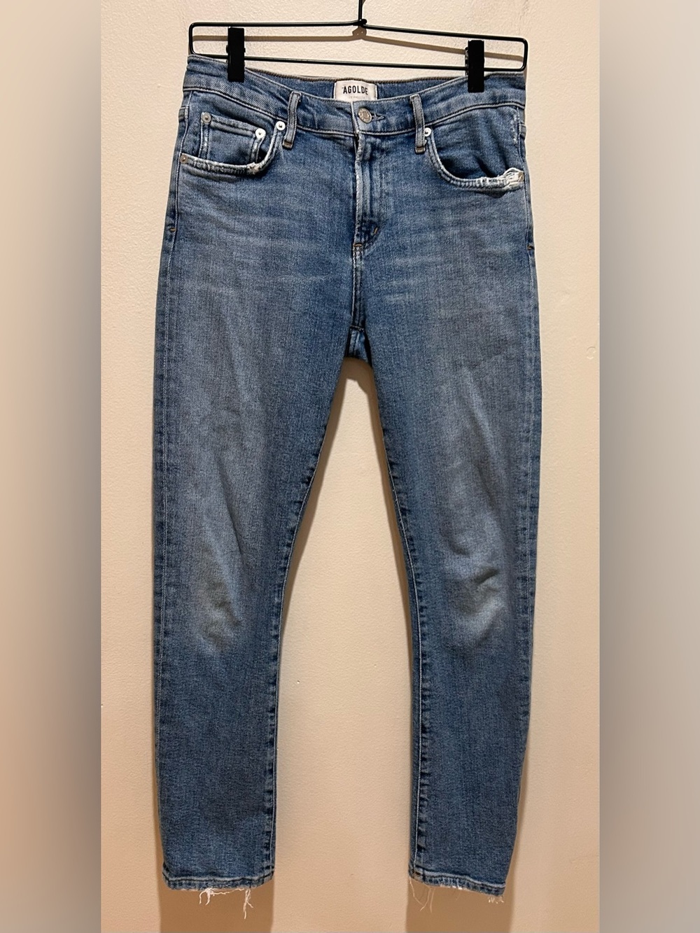 Agolde Toni Mid Rise Denim Blue Distressed Jeans - Women’s Size 26